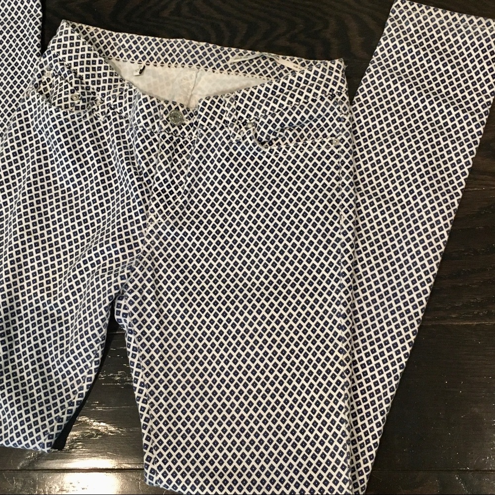 Zara White & Blue Pattern Skinny Jeans - Picture 2 of 14